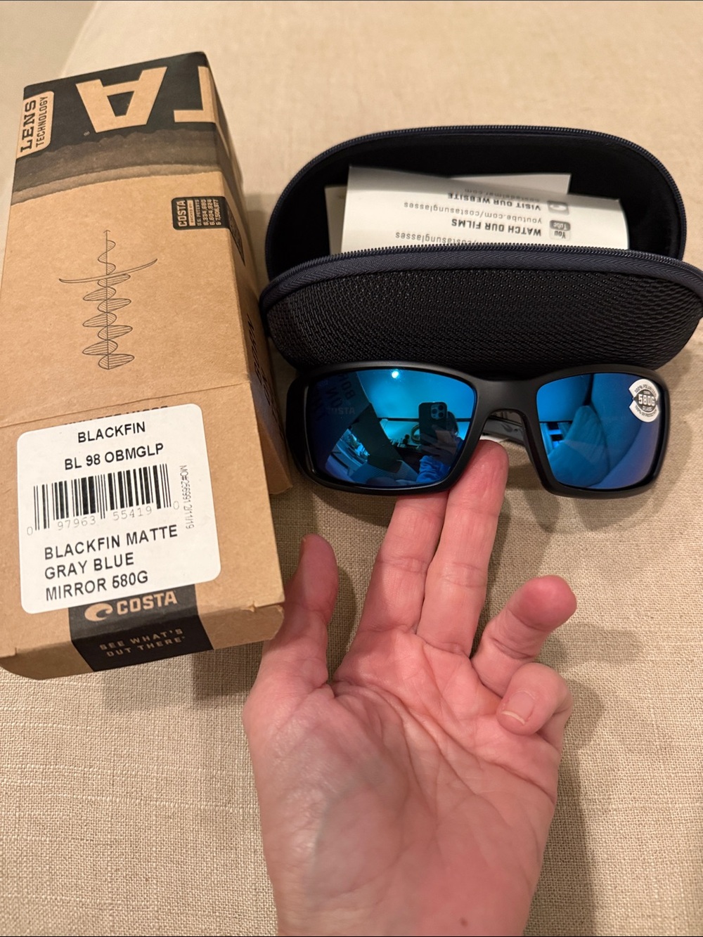 Costa Blackfin Matte Gray Blue Mirror Sunglasses